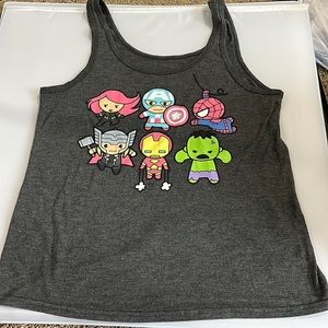 SALE! Marvel Juniors Tank Top Super Heroes Workout Light Weight Dark Gray Large